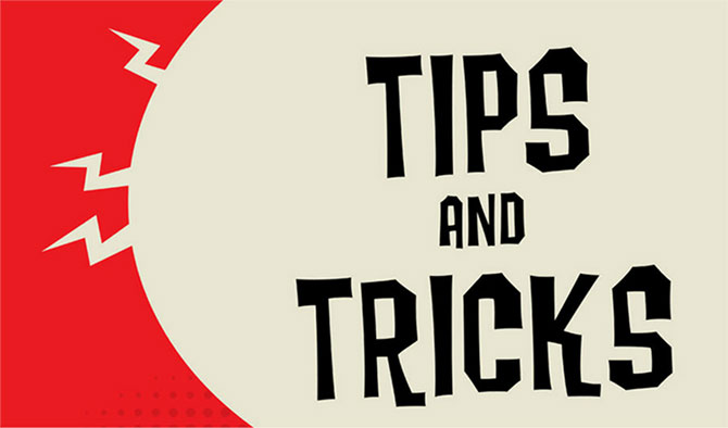 Tips and Tricks written on a red and beige background