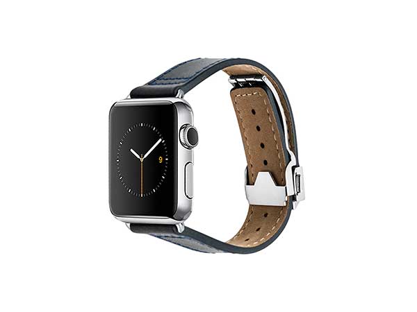 Monowear navy leather deployant band - Apple Watch