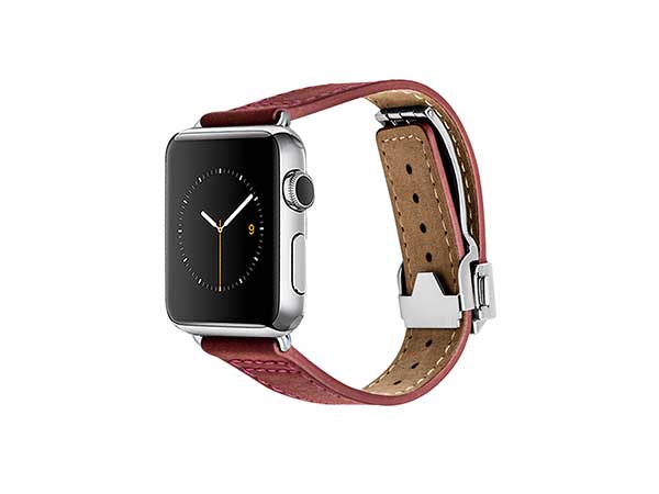 Monowear red leather deployant band - Apple Watch